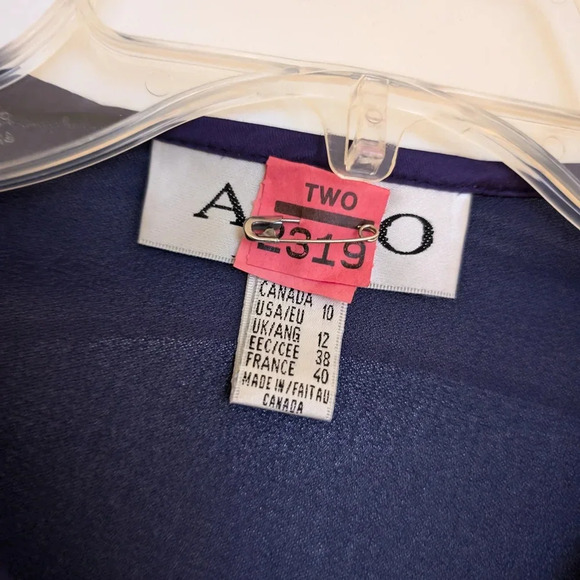 Vintage Navy Sheer Blouse with Pearl Buttons - Picture 7 of 9